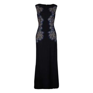 Tadashi Shoji Black Maxi Dress with Blue Lace